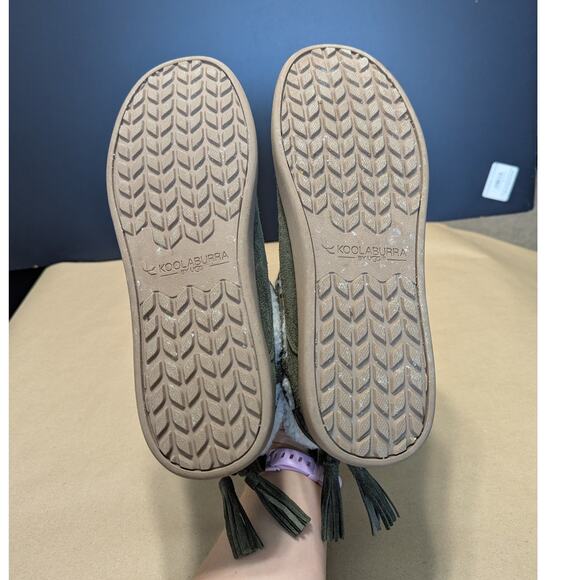 UGG Koolabura Isana Suede Shearling Boots Olive Green Booties Fur Trim Womens 8 - Picture 5 of 7